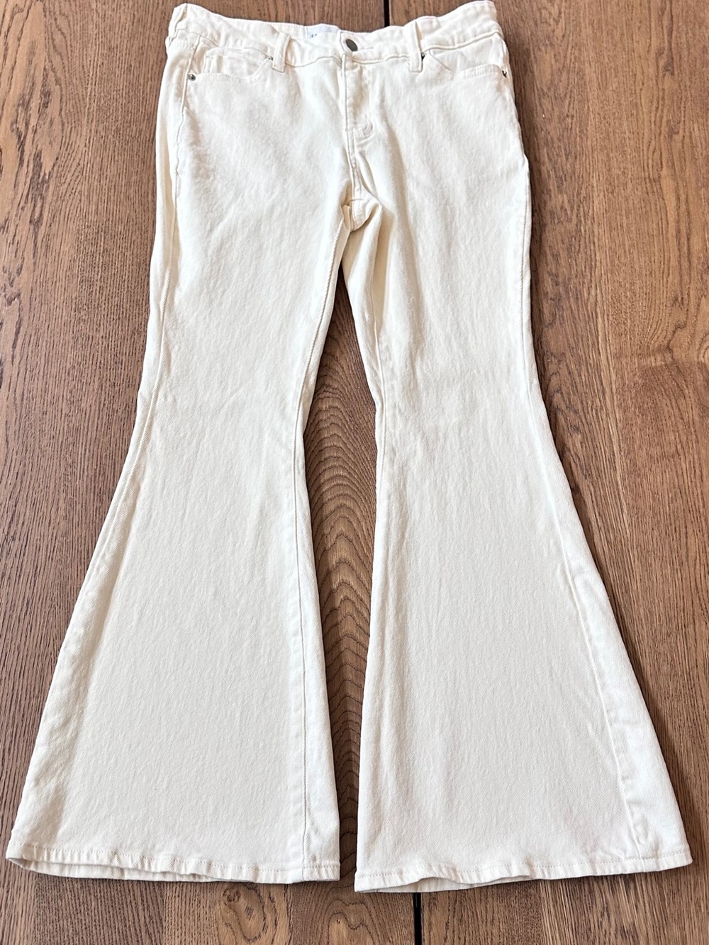 Fashion Nova Cream Wide-Leg Jeans
